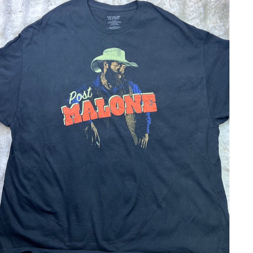 Post Malone Cowboy Graphic T-Shirt Mens XXXL Black Cotton Short Sleeve Tee A36